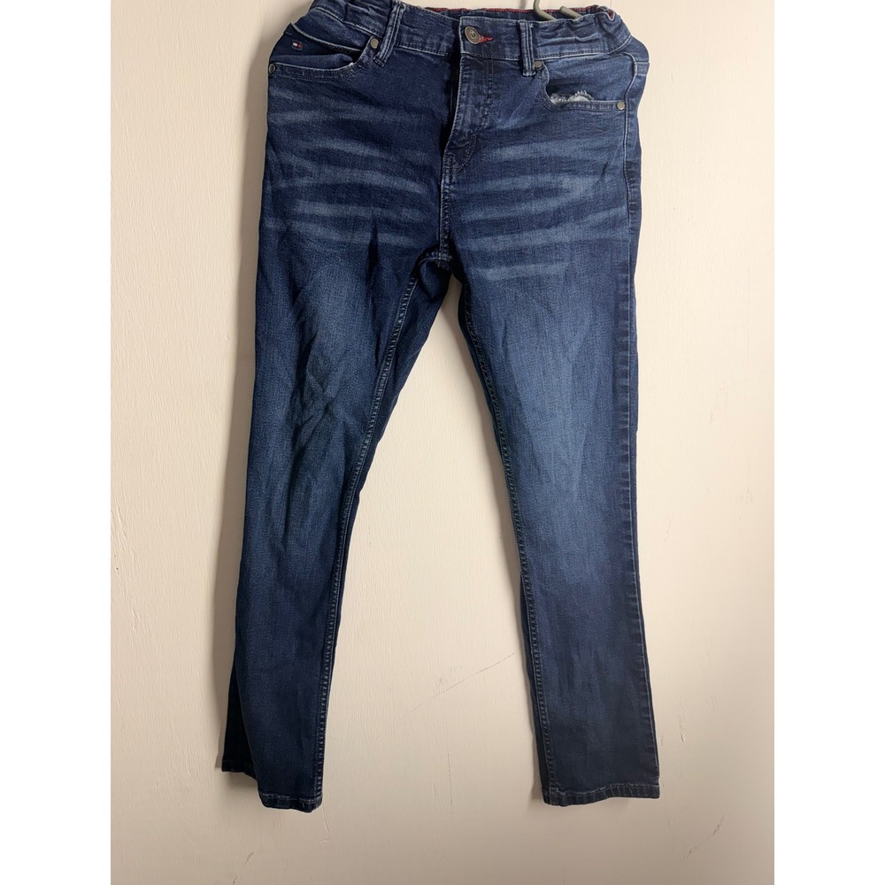 Tommy Hilfiger Boys Regular Fit Dark Wash Denim Jeans Size 14 Blue Straight Leg